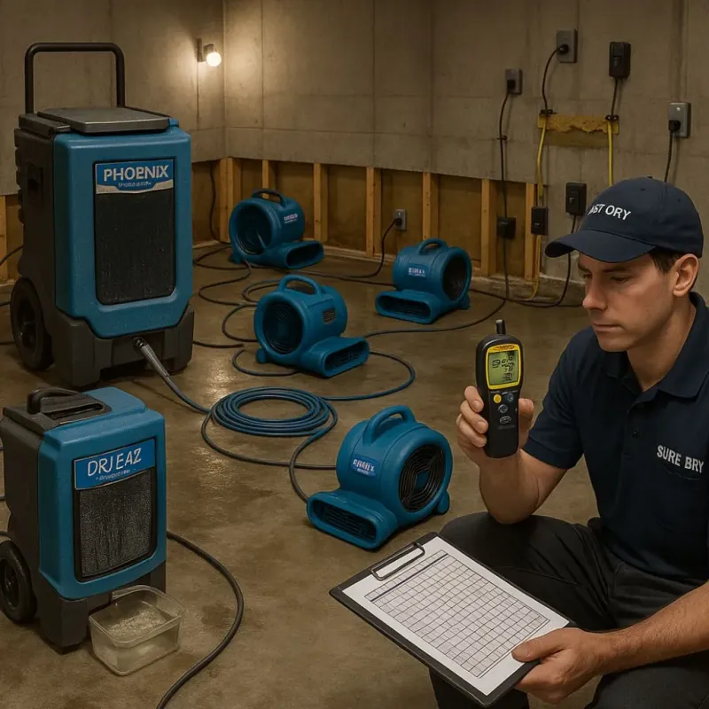 Structural Drying and Dehumidification process in Oak Grove, MO